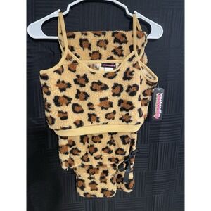 2 Piece Leopard Print Weekending Cozy Pajama Set Size XL